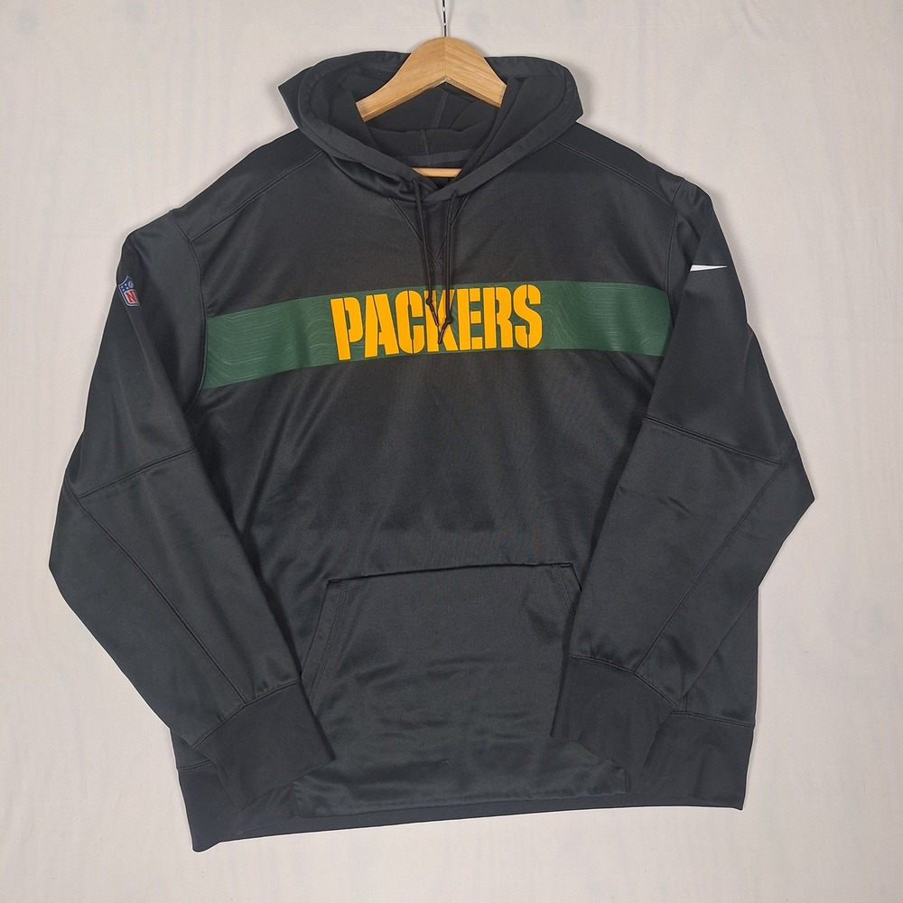 Nike Green Bay Packers NFL Onfield Apparel Hoodie Graphic Black XXL